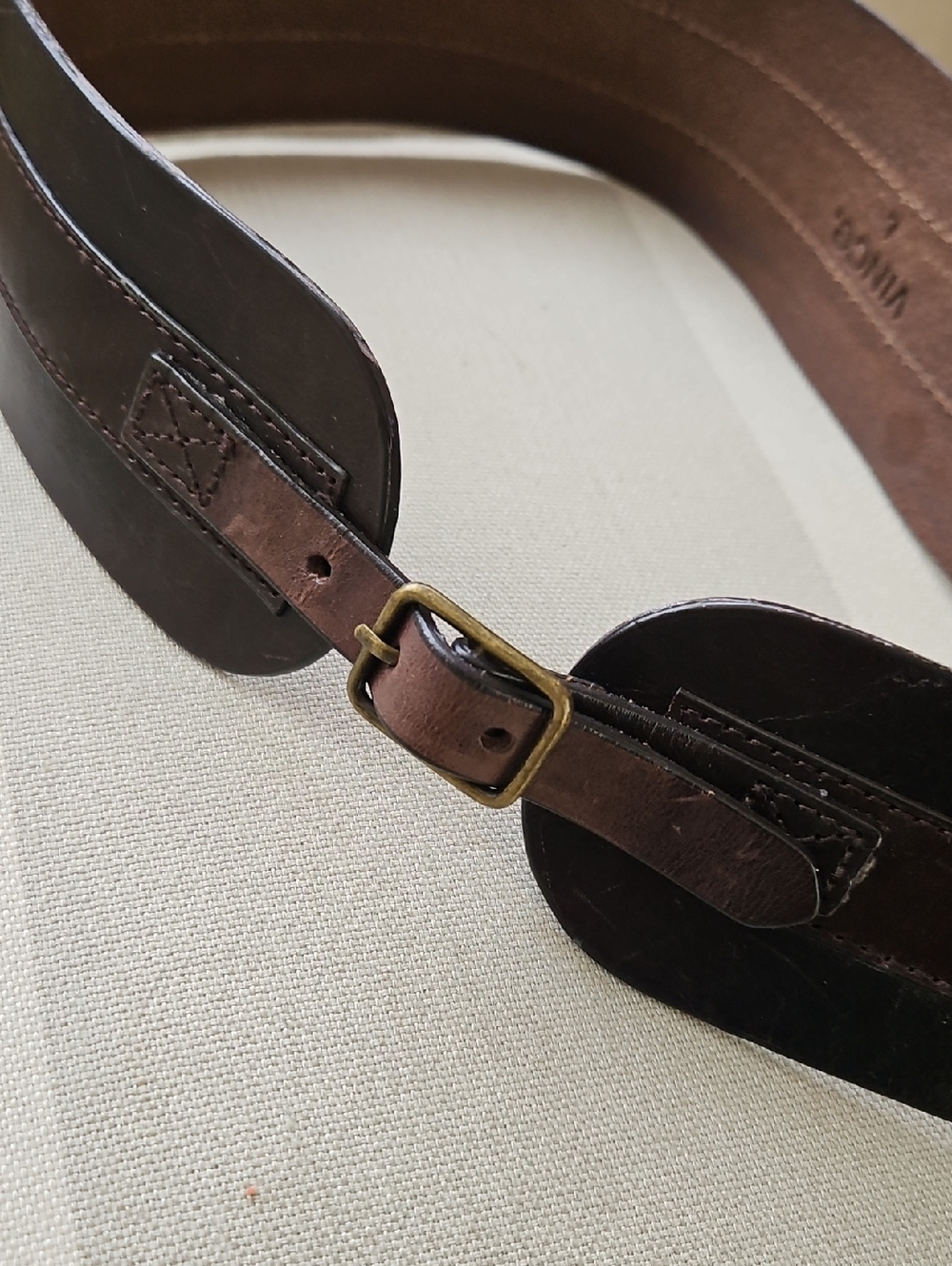 Vince Brown Leather  Belt Bag Strap with Brass-Tone Buckle